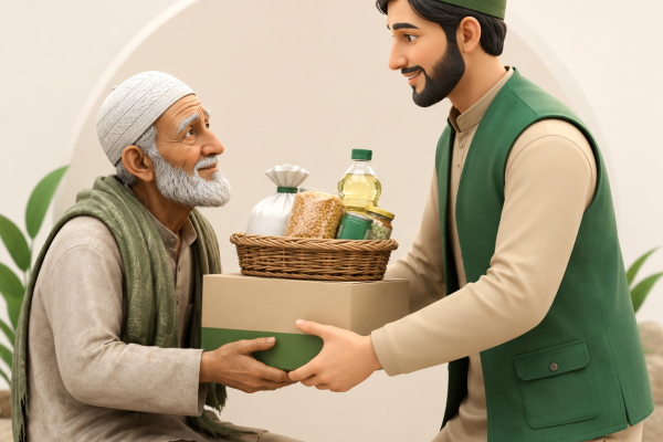 توزيع السلال الغذائية على الأسر المستفيدة